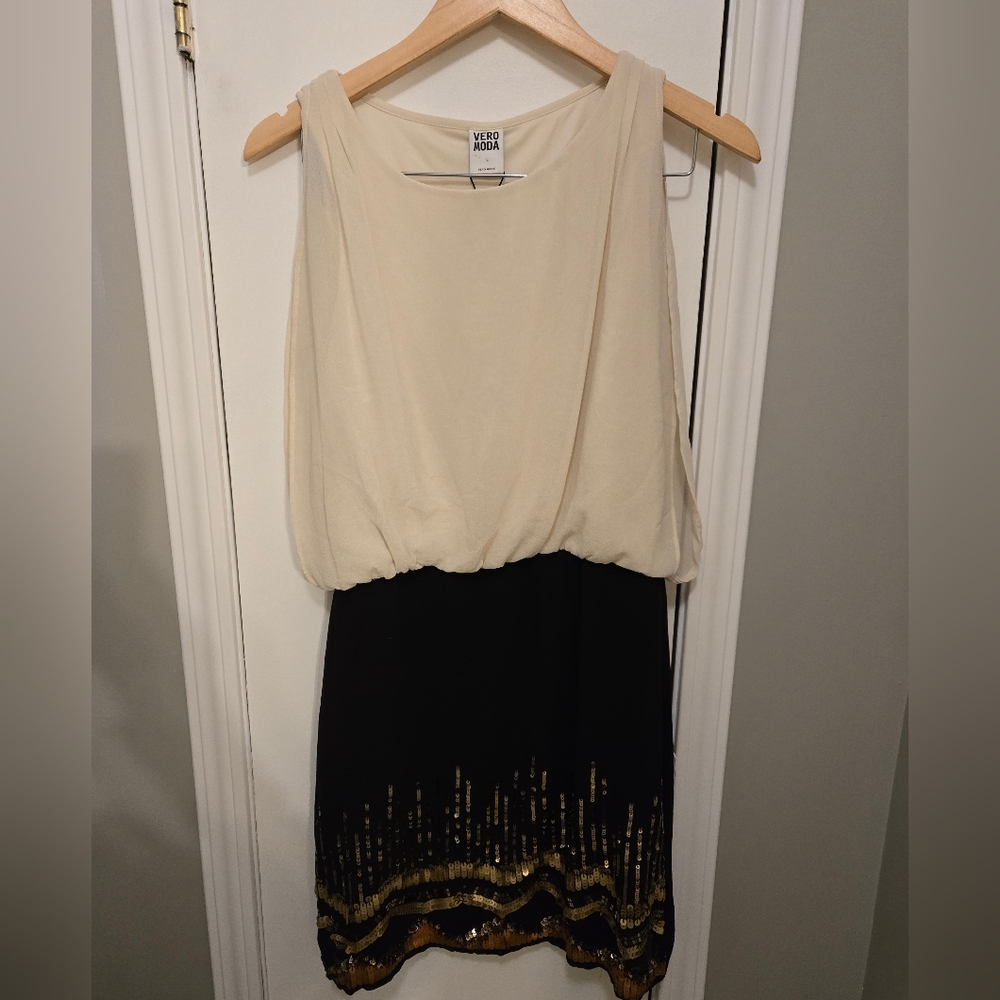 Vero Moda Sister Mini Dress Size Large White Asparagus - Picture 3 of 11